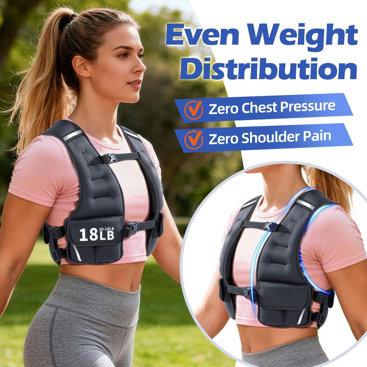 Adjustable Women Weighted Vest 10-18lb