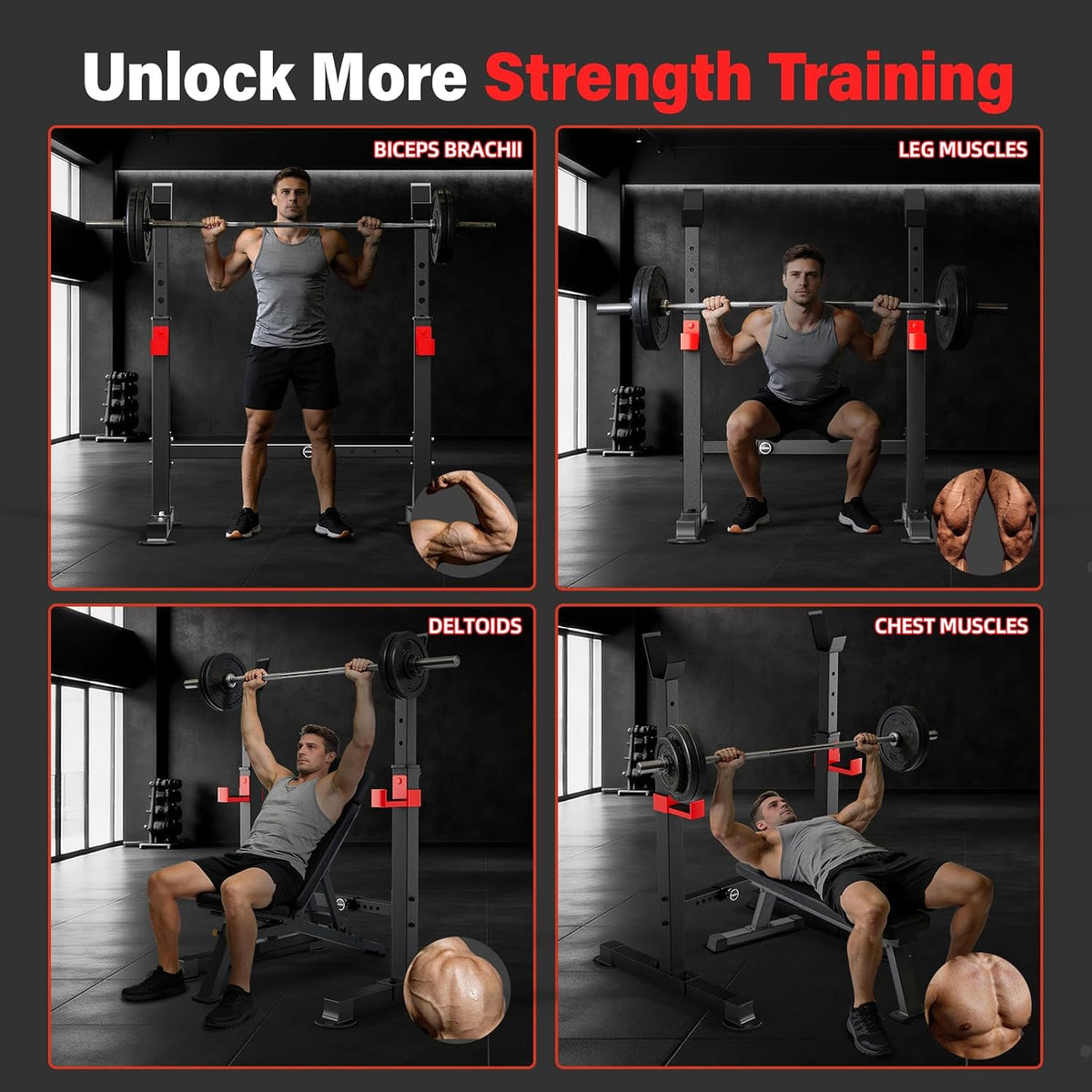 Adjustable Multi-Function Squat Rack 550LBS